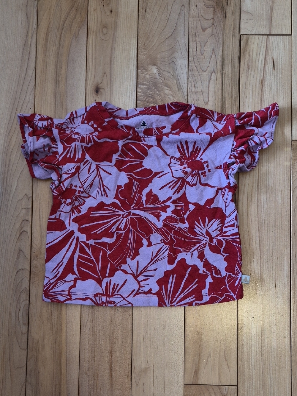 Girls Size 2 GAP Red and Pink Floral Ruffle Sleeve Top